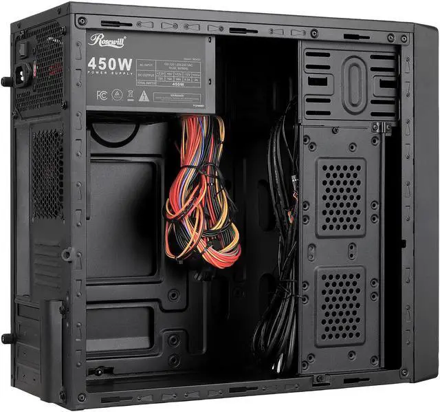 Alt view image 6 of 9 - Rosewill SRM-01B-450 Micro ATX Mini Tower Desktop PC Computer Case with Pre-Installed 450W PSU, 80mm Case Fan, USB 3.0