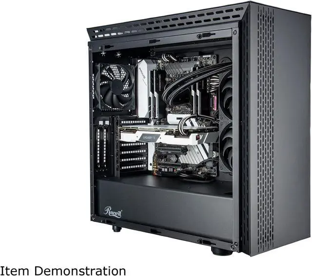 Alt view image 7 of 13 - Rosewill PRISM T ATX Mid Tower Gaming PC Computer Case with Tempered Glass, 4 Pre-Installed 120mm Fans, 420mm / 360mm / 240mm Radiator Support, EATX Support, Bottom Mount PSU Shroud and HDD / SSD