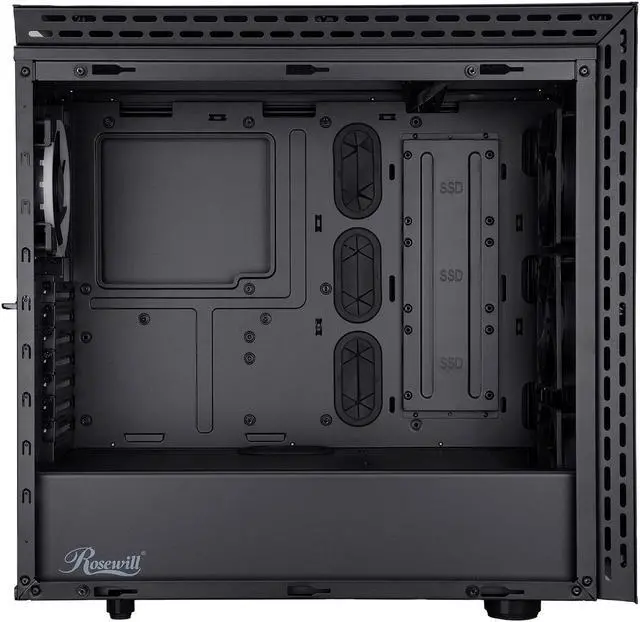 Alt view image 5 of 13 - Rosewill PRISM T ATX Mid Tower Gaming PC Computer Case with Tempered Glass, 4 Pre-Installed 120mm Fans, 420mm / 360mm / 240mm Radiator Support, EATX Support, Bottom Mount PSU Shroud and HDD / SSD
