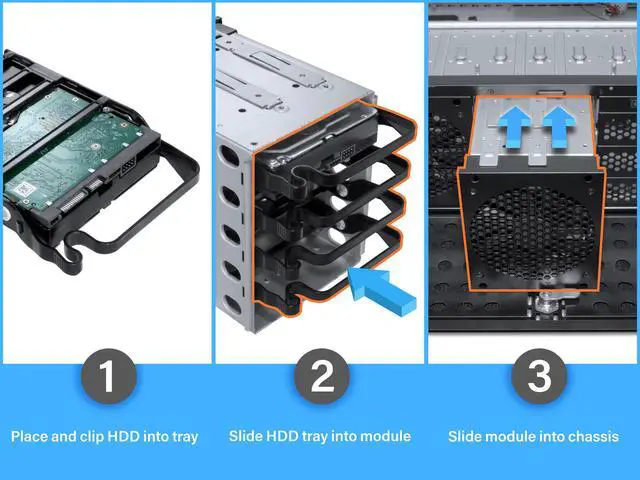 Alt view image 4 of 6 - Rosewill 4U Server Chassis Rackmount Case | 8 3.5" HDD Bays, 3 5.25" Devices | ATX, CEB Compatible | 2 Front 120mm Fans, 2 Rear 80mm Fans | 2x USB 3.0 | Front Panel Lock | Silver/Black - RSV-R4000U