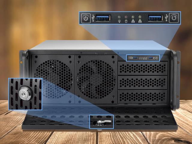 Alt view image 3 of 8 - Rosewill 4U Server Chassis Rackmount Case | 8 3.5" HDD Bays, 3 5.25" Devices | E-ATX Compatible | 5 Front 120mm Fans, 2 Rear 80mm Fans | 2x USB 3.0 | Front Panel Lock | Silver/Black - RSV-L4000U