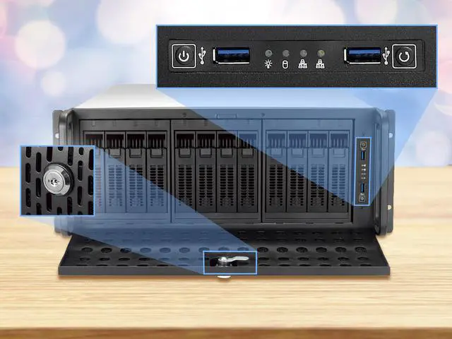Alt view image 4 of 8 - Rosewill 4U Server Chassis Rackmount Case | 12 Hot Swap 3.5", 2.5" SATA I, SATA II, SATA III SAS | E-ATX Compatible | 3 Front 120mm Fans, 2 Rear 80mm Fans | 2x USB 3.0| Front Panel Lock - RSV-L4412U