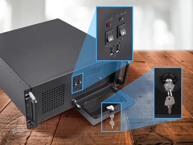 Alt view image 7 of 7 - Rosewill 4U Server Chassis Rackmount Case | 7 3.5" Bays, 2 5.25" Devices| ATX, CEB Compatible | 1 120mm PWM Fan, 2 80mm PWM Fans | 2x USB 3.0 | Front Panel Lock and Key | Silver/Black - RSV-R4100U
