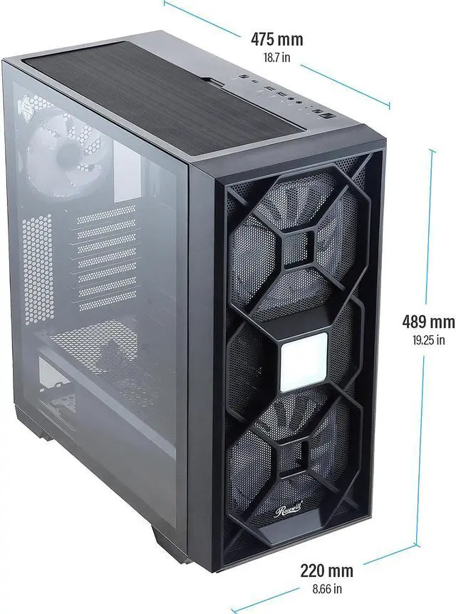 Alt view image 6 of 9 - Rosewill VORTEX P500 ATX Mid Tower Gaming PC Computer Case, Supports E-ATX, 360mm Liquid Cooler & Long GPU, 3 Pre-installed ARGB Fans with PSU Shroud Mount Option, Steel Airflow Mesh, Tempered Glass