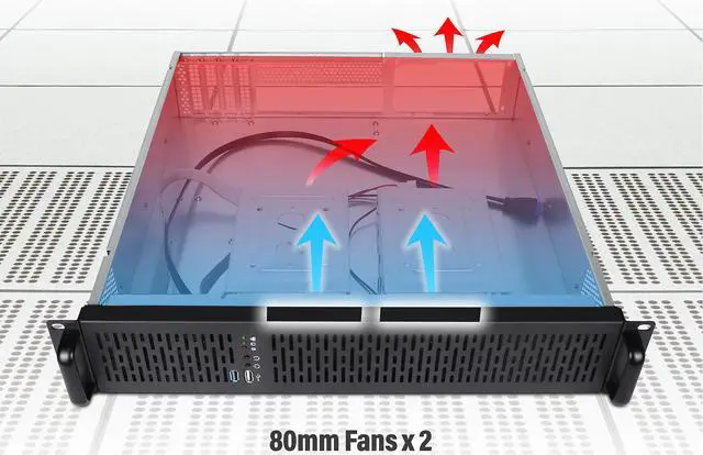 Alt view image 5 of 5 - Rosewill 2U Server Chassis Rackmount Case, 4x 3.5" Bays, 2x 2.5" Devices, Micro-ATX Compatible, 2x 80mm PMW Fans, 2x USB 3.0 - RSV-Z2800U