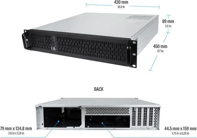 Alt view image 3 of 5 - Rosewill 2U Server Chassis Rackmount Case, 4x 3.5" Bays, 2x 2.5" Devices, Micro-ATX Compatible, 2x 80mm PMW Fans, 2x USB 3.0 - RSV-Z2800U