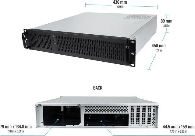 Alt view image 6 of 6 - Rosewill 2U Server Chassis Rackmount Case, 4x 3.5" Bays, 2x 2.5" Devices, Micro-ATX Compatible, 2x 80mm PMW Fans, 2x USB 3.0 - RSV-Z2800U