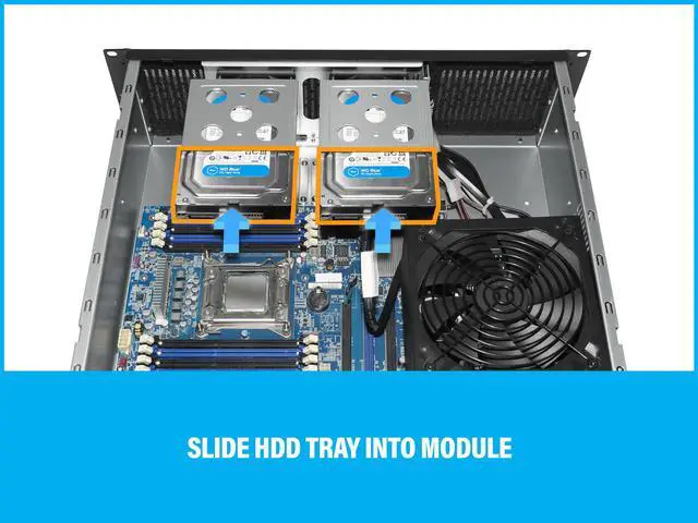 Alt view image 6 of 7 - Rosewill 3U Server Chassis Rackmount Case, 6x 3.5" Bays, ATX Compatible, 2x 80mm Fans, 2x USB 3.0, Silver/Black - RSV-Z3100U