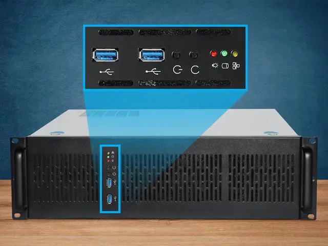 Alt view image 4 of 7 - Rosewill 3U Server Chassis Rackmount Case, 6x 3.5" Bays, ATX Compatible, 2x 80mm Fans, 2x USB 3.0, Silver/Black - RSV-Z3100U