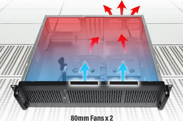 Alt view image 5 of 7 - Rosewill 3U Server Chassis Rackmount Case, 6x 3.5" Bays, ATX Compatible, 2x 80mm Fans, 2x USB 3.0, Silver/Black - RSV-Z3100U