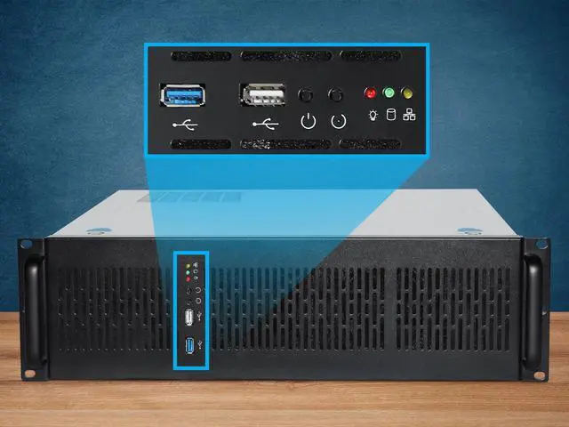 Alt view image 2 of 7 - Rosewill 3U Server Chassis Rackmount Case, 6x 3.5" Bays, ATX Compatible, 2x 80mm Fans, 2x USB 3.0, Silver/Black - RSV-Z3100U