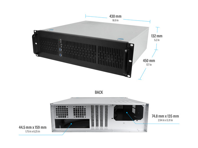 thumbnail image 2 of Rosewill RSV-Z3200U 3U Server Chassis – Rackmount Case, 6x 3.5" Bays, E-ATX Compatible 2 of 4
