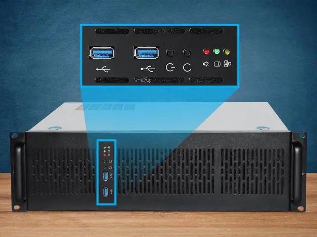 Alt view image 2 of 7 - Rosewill 3U Server Chassis Rackmount Case, 6x 3.5" Bays, E-ATX Compatible, 2x 80mm Fans, 2x USB 3.0, Silver/Black - RSV-Z3200U