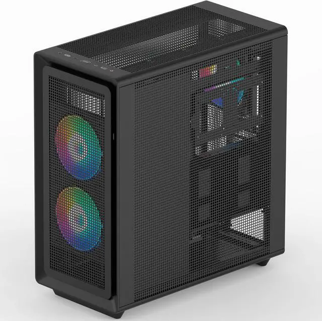 Alt view image 4 of 6 - Rosewill Helium Air Mid Tower E-ATX Gaming Case, Mesh Panel, Tool-less, High-Airflow, Cable Management System, USB 3.1, included  2x 160mm & 1x 140mm PWM ARGB Fan, Black