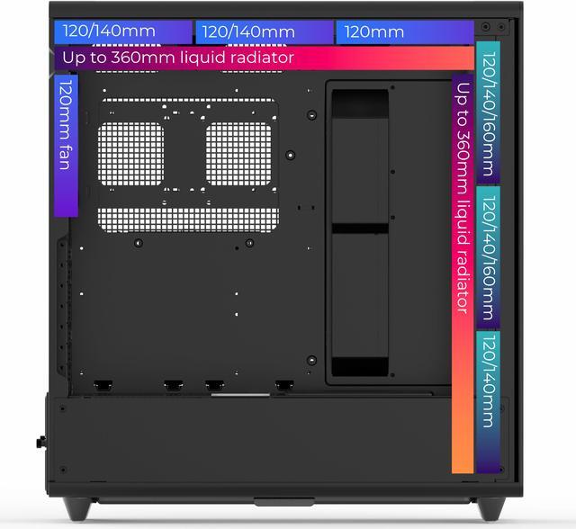 Alt view image 5 of 6 - Rosewill Helium Air Mid Tower E-ATX Gaming Case, Mesh Panel, Tool-less, High-Airflow, Cable Management System, USB 3.1, included  2x 160mm & 1x 140mm PWM ARGB Fan, Black
