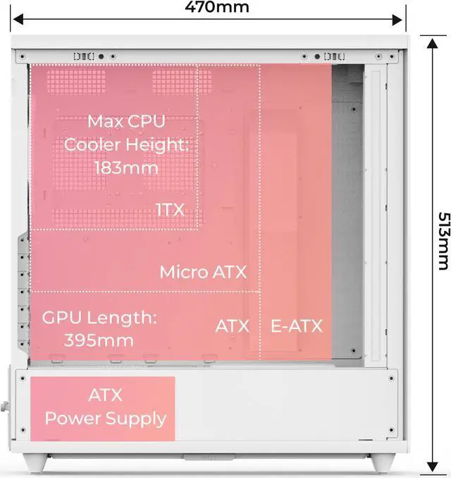 Alt view image 6 of 6 - Rosewill Helium Air Mid Tower E-ATX Gaming Case, Mesh Panel, Tool-less, High-Airflow, Cable Management system, USB 3.1, included 1x 140mm PWM Fan, White