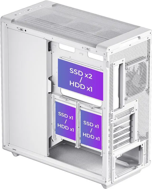 Alt view image 6 of 6 - Rosewill Helium Air Mid Tower E-ATX Gaming Case, Mesh Panel, Tool-less, High-Airflow, Cable Management System, USB 3.1, included  2x 160mm & 1x 140mm PWM ARGB Fan, White