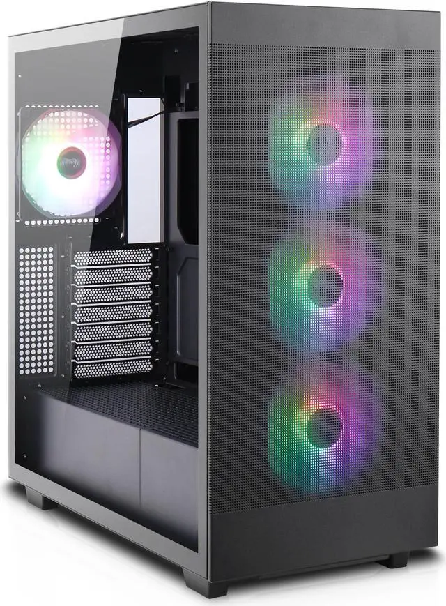 Main image of Rosewill Helium Flow Black Mid Tower Computer Gaming Case, TG & Mesh Panel, ATX, Tool-less, High-Airflow, 4x 120mm PWM ARGB Fan