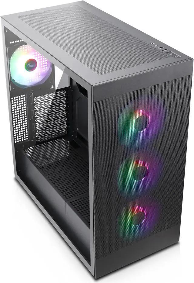 Alt view image 13 of 14 - Rosewill Helium Flow Black Mid Tower Computer Gaming Case, TG & Mesh Panel, ATX, Tool-less, High-Airflow, 4x 120mm PWM ARGB Fan