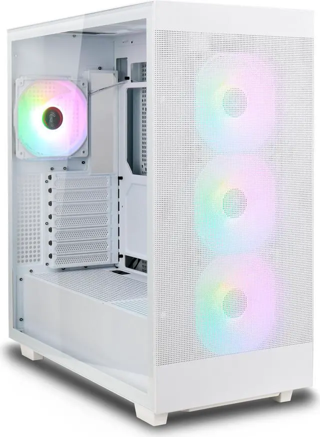 Main image of Rosewill Helium Flow White Mid Tower Computer Gaming Case, TG & Mesh Panel, ATX, Tool-less, High-Airflow, 4x 120mm PWM ARGB Fan