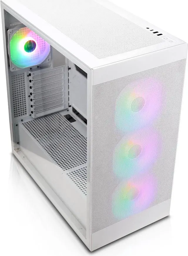 Alt view image 6 of 12 - Rosewill Helium Flow White Mid Tower Computer Gaming Case, TG & Mesh Panel, ATX, Tool-less, High-Airflow, 4x 120mm PWM ARGB Fan