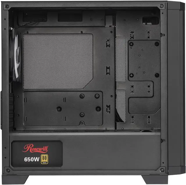 Alt view image 9 of 13 - Rosewill FBM-X3 Micro ATX Mid Tower Case - Full Mesh Panel, High Airflow Design, 3x PWM ARGB Fans, 2x USB 3.0, Pre-Installed ATX 3.1 650W 80+ Gold Power Supply, 3 Year Warranty - Black