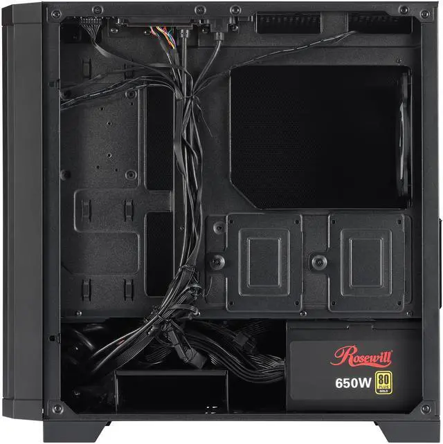Alt view image 11 of 13 - Rosewill FBM-X3 Micro ATX Mid Tower Case - Full Mesh Panel, High Airflow Design, 3x PWM ARGB Fans, 2x USB 3.0, Pre-Installed ATX 3.1 650W 80+ Gold Power Supply, 3 Year Warranty - Black