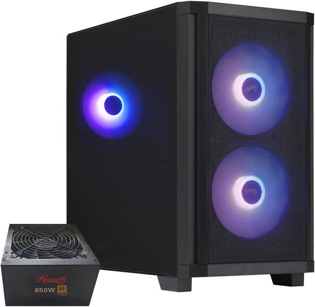 Main image of Rosewill FBM-X3 Micro ATX Mid Tower Case - Tempered Glass Side, High Airflow Design, 3x PWM ARGB Fans, 2x USB 3.0, Pre-Installed ATX 3.1 650W 80+ Gold Power Supply, 3 Year Warranty - Black
