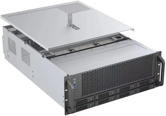 Alt view image 2 of 11 - Rosewill 4U Server Chassis|Supports up to 4 GPUs|8 Hot-Swap 3.5"/2.5" SATA/SAS up to 12Gbps|E-ATX Compatible|3x 12038 Hot-Swap Fans, 2 Rear 8038 Fans|USB 3.2 Type-C|With Rail Kit|Ideal for AI Servers