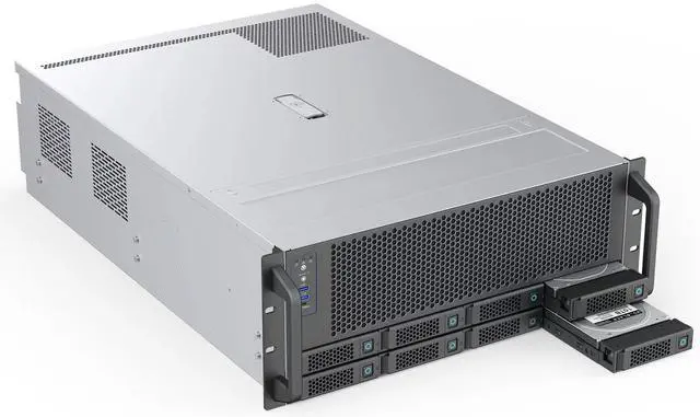 Alt view image 3 of 11 - Rosewill 4U Server Chassis|Supports up to 4 GPUs|8 Hot-Swap 3.5"/2.5" SATA/SAS up to 12Gbps|E-ATX Compatible|3x 12038 Hot-Swap Fans, 2 Rear 8038 Fans|USB 3.2 Type-C|With Rail Kit|Ideal for AI Servers