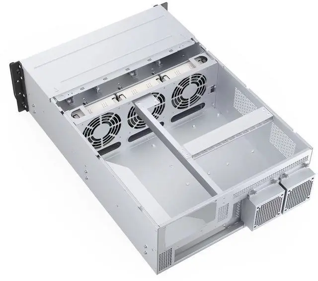 Alt view image 10 of 11 - Rosewill 4U Server Chassis|Supports up to 4 GPUs|8 Hot-Swap 3.5"/2.5" SATA/SAS up to 12Gbps|E-ATX Compatible|3x 12038 Hot-Swap Fans, 2 Rear 8038 Fans|USB 3.2 Type-C|With Rail Kit|Ideal for AI Servers