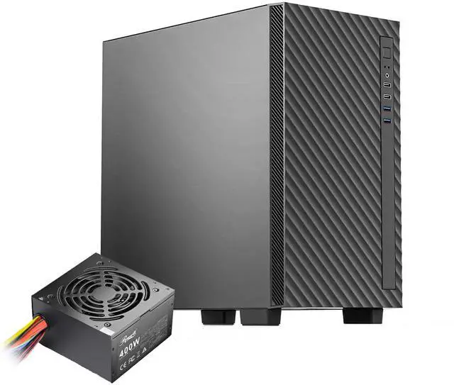 Main image of Rosewill FBM-X5 Micro ATX Mini Tower Desktop Gaming & Office PC Computer Case with Pre-Installed 400W Power Supply, 240mm / 280mm AIO Support, 2X USB 2.0, 2 USB 3.0, 1x 120mm PWM Fan