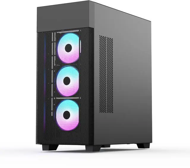 Alt view image 3 of 10 - Rosewill FBM-X7 Black ATX Mid Tower Case - Hinged Tempered Glass Side Panel, High Airflow, 4x PWM ARGB Fans, Pre-Installed 650W 80+ Gold PSU