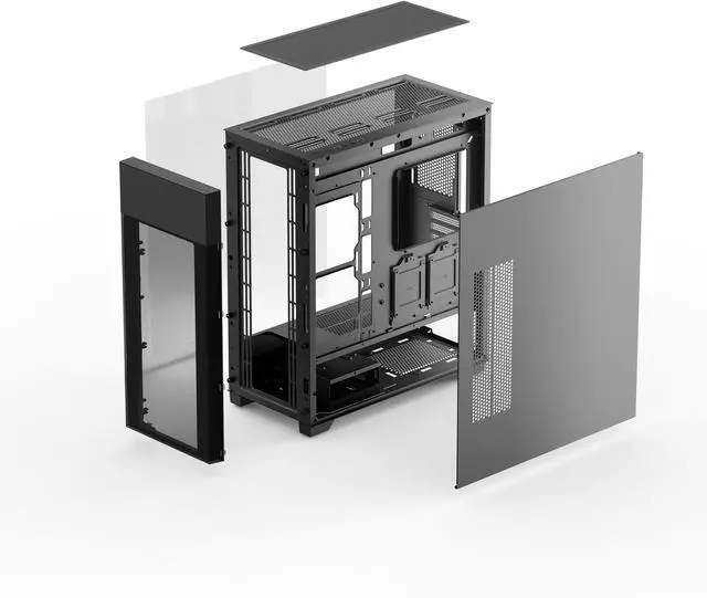 Alt view image 9 of 10 - Rosewill FBM-X7 Black ATX Mid Tower Case - Hinged Tempered Glass Side Panel, High Airflow, 4x PWM ARGB Fans, Pre-Installed 650W 80+ Gold PSU