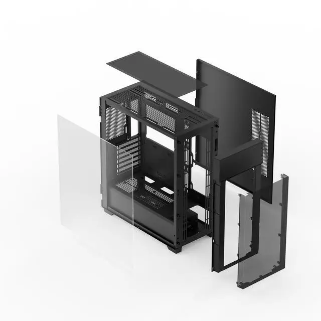 Alt view image 10 of 10 - Rosewill FBM-X7 Black ATX Mid Tower Case - Hinged Tempered Glass Side Panel, High Airflow, 4x PWM ARGB Fans, Pre-Installed 650W 80+ Gold PSU