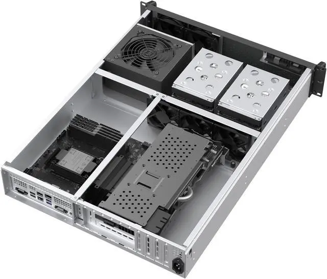 Alt view image 4 of 13 - Rosewill 2U Rackmount Server Chassis | Horizontal Full-Size GPU Support | ATX Motherboard Compatible | Supports up to 6x 3.5" HDD Bays | 5x 80mm PWM Fans | USB 3.2 Type-C | RSV-Z2006
