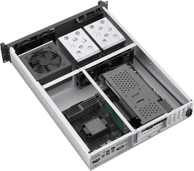 Alt view image 6 of 13 - Rosewill 2U Rackmount Server Chassis | Horizontal Full-Size GPU Support | ATX Motherboard Compatible | Supports up to 6x 3.5" HDD Bays | 5x 80mm PWM Fans | USB 3.2 Type-C | RSV-Z2006