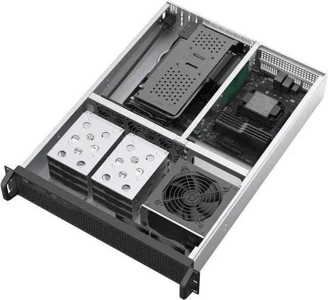 Alt view image 8 of 13 - Rosewill 2U Rackmount Server Chassis | Horizontal Full-Size GPU Support | ATX Motherboard Compatible | Supports up to 6x 3.5" HDD Bays | 5x 80mm PWM Fans | USB 3.2 Type-C | RSV-Z2006