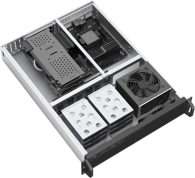 Alt view image 10 of 13 - Rosewill 2U Rackmount Server Chassis | Horizontal Full-Size GPU Support | ATX Motherboard Compatible | Supports up to 6x 3.5" HDD Bays | 5x 80mm PWM Fans | USB 3.2 Type-C | RSV-Z2006