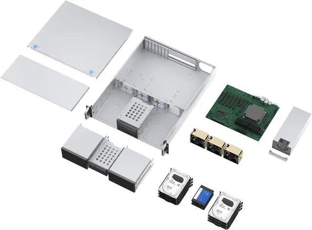 Alt view image 13 of 13 - Rosewill 2U Rackmount Server Chassis | Supports up to 8 x 3.5" HDD | ATX Motherboard Support | 2U/CRPS PSU | 3x 80mm PWM Fans | USB 3.2 Type-C | RSV-Z2008