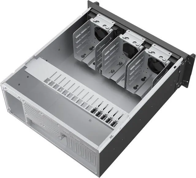 Alt view image 3 of 14 - Rosewill 4U Rackmount Server Chassis | Expands to 12 x 3.5" HDD | Massive ATX & PCIe Compatibility | 2x 120mm PWM Fans + 2x 80mm PWM Fans | USB 3.2 Type-C | RSV-R4012
