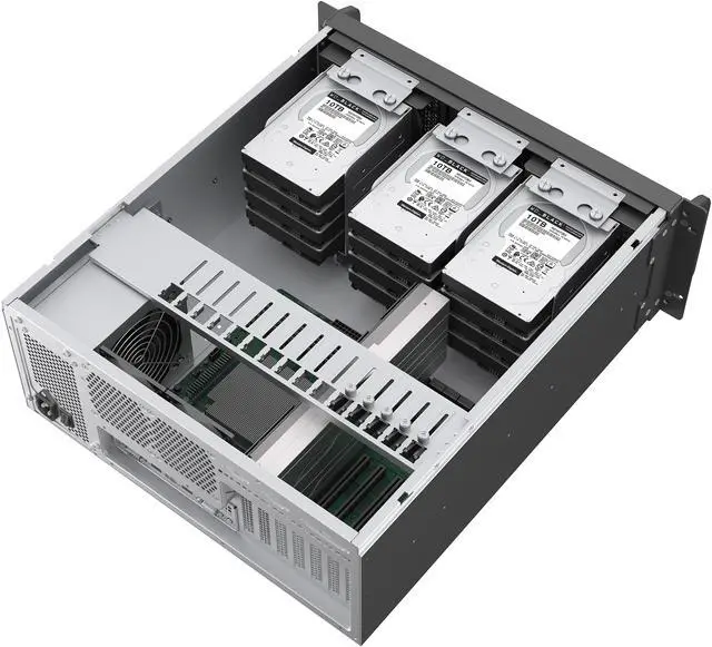 Alt view image 4 of 14 - Rosewill 4U Rackmount Server Chassis | Expands to 12 x 3.5" HDD | Massive ATX & PCIe Compatibility | 2x 120mm PWM Fans + 2x 80mm PWM Fans | USB 3.2 Type-C | RSV-R4012