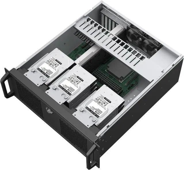 Alt view image 8 of 14 - Rosewill 4U Rackmount Server Chassis | Expands to 12 x 3.5" HDD | Massive ATX & PCIe Compatibility | 2x 120mm PWM Fans + 2x 80mm PWM Fans | USB 3.2 Type-C | RSV-R4012