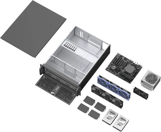 Alt view image 9 of 9 - Rosewill 4U Rackmount Server Chassis | Supports up to 12 3.5" HDD | ATX Compatible | 2x 120mm PWM Fans | USB 3.2 Type-C | RSV-L4620