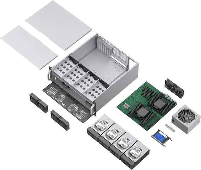 Alt view image 14 of 14 - Rosewill 4U Rackmount Server Chassis | Server Chassis | Supports up to 8 3.5" 12Gbps Hot Swap | ATX Compatible | 6x 80mm PWM Fan | USB 3.2 Type-C | RSV-H408
