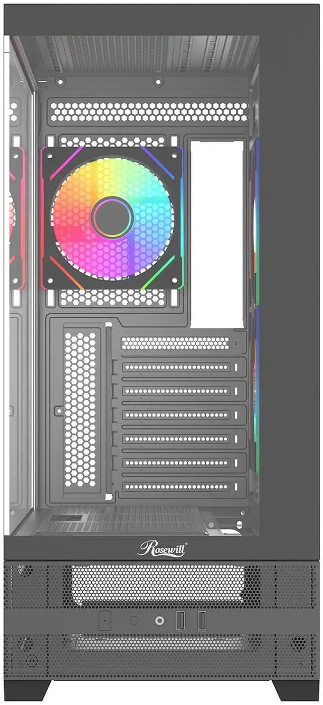Alt view image 3 of 10 - Rosewill ACA501 Mid Tower ATX Gaming PC Computer Case Black, 4 Addressable RGB Fans Pre-Installed, Tempered Glass Side Panel, Back Plug Motherboard Design