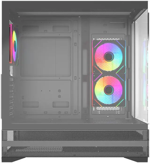 Alt view image 4 of 10 - Rosewill ACA501 Mid Tower ATX Gaming PC Computer Case Black, 4 Addressable RGB Fans Pre-Installed, Tempered Glass Side Panel, Back Plug Motherboard Design