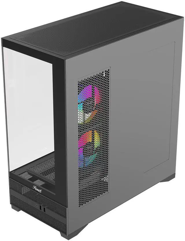 Alt view image 8 of 10 - Rosewill ACA501 Mid Tower ATX Gaming PC Computer Case Black, 4 Addressable RGB Fans Pre-Installed, Tempered Glass Side Panel, Back Plug Motherboard Design