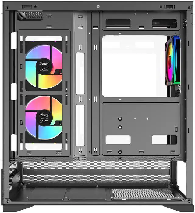 Alt view image 9 of 10 - Rosewill ACA501 Mid Tower ATX Gaming PC Computer Case Black, 4 Addressable RGB Fans Pre-Installed, Tempered Glass Side Panel, Back Plug Motherboard Design