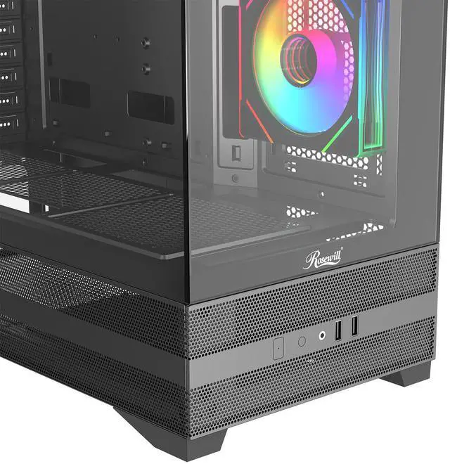 Alt view image 10 of 10 - Rosewill ACA501 Mid Tower ATX Gaming PC Computer Case Black, 4 Addressable RGB Fans Pre-Installed, Tempered Glass Side Panel, Back Plug Motherboard Design